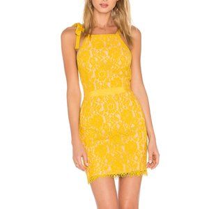 Revolve Yellow Tied Strap Lace Mini Dress